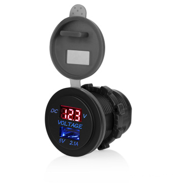 Red LED Display Voltmeter 2.1A USB Port Phone Charger Socket